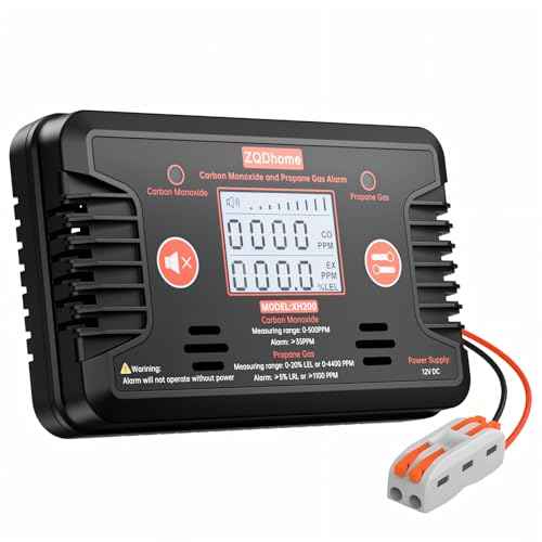 RV Carbon Monoxide and Propane Gas Detectors, Reset, and Individual LED Indicator Light with Loud Alert, 12V DC CO/LPG Gas Leak Alarm, Early Safety Warnings for RV, Trailer, Camper-Black