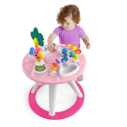 Bright Starts Around We Go 2-in-1 Baby Walker, Discovery Activity Center and Table, Tropic Coral, Ages 6 Months+