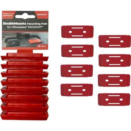 StealthMounts Mounting Feet for Milwaukee Packout (8 Pack) - Red | Adapter for Packout System | Mounting Feet for Packout | Made in UK