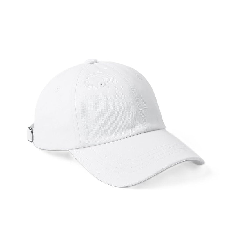 Baseball Cap Adjustable Size 100% Cotton Caps for Running Workouts & Outdoor Activities All Seasons (White -1pc)