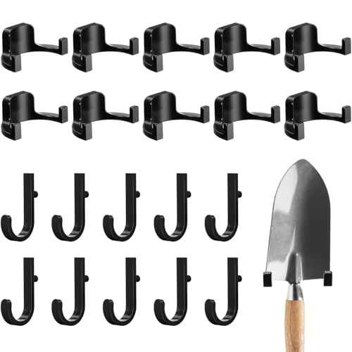 20 Pcs Storage Shed Tool Hooks Black Tool Hanger Compatible with Suncast Shed Accessories for Hanging Storage Shelves Organizer Accessories Parts Replacement Screws Brackets Ladders(J/u)