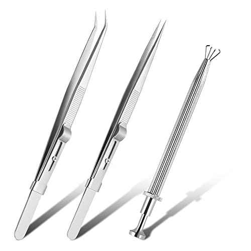 3 Pack Diamond Holder Pick Up Tool - Stainless Steel Tweezers with Diamond Claw and Stone Jewelry Grabber