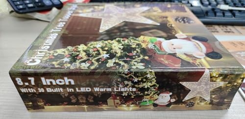 Christmas Tree Topper Farmhouse Christmas Decor Christmas Tree Decorations Rattan Natural Christmas Tree Star with 10 Warm LED Lights for Rustic Christmas Ornaments Holiday Seasonal Decoration 10 Inch