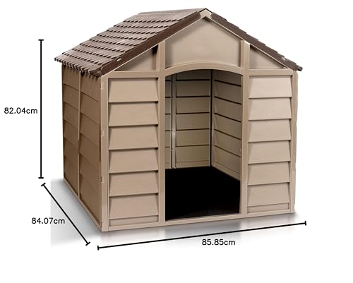 Starplast Large Dog Kennel: 1 Outdoor Plastic Pet House, Weather & Water Resistant, Easy to Assemble, 33.8 x 33.1 x 32.3 Inches, 2 Color Options 50-701