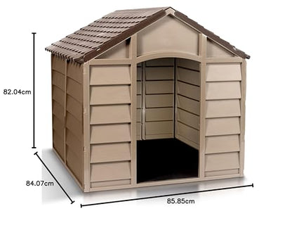 Starplast Large Dog Kennel: 1 Outdoor Plastic Pet House, Weather & Water Resistant, Easy to Assemble, 33.8 x 33.1 x 32.3 Inches, 2 Color Options 50-701