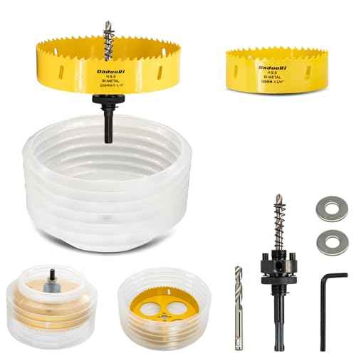 6.25" Hole Saw & 4.25" Hole Saw Dust Bowl Catcher for Recessed Lights, 6-1/4 & 4-1/4 Hole Cutter with 3/8" Hex & SDS Plus Abor for Led Lighting 6 Inch/4 Inch for Drywall Plasterboard