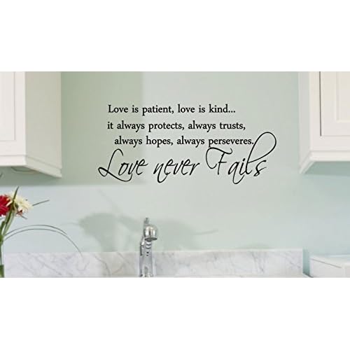 Black 22" x 9.5" Love is patient, love is kind... Vinyl wall art Inspirational quotes and saying home decor decal sticker