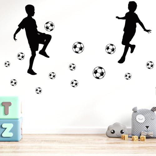 Soccer Players Wall Decals Peel and Stick, Football Sport Silhouette Vinyl Removable Wall Stickers & Murals, Wall Art Decor for Children¡¯s Baby Boys Bedroom Nursery Classroom Playroom