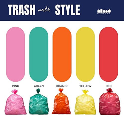 Plasticplace 55-60 gallon Trash Bags │ 1.2 Mil │ Orange Heavy Duty Garbage Can Liners │ 38” x 58” (50 Count)