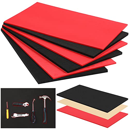 3 Sets Tool Box Shadow Foam Organizers Liner Adjustable Inserts Foam Non Slip Liner Mat for Tool Box, Cabinet and Chest Drawers, Black Top and Red Bottom(16 x 22 Inch)
