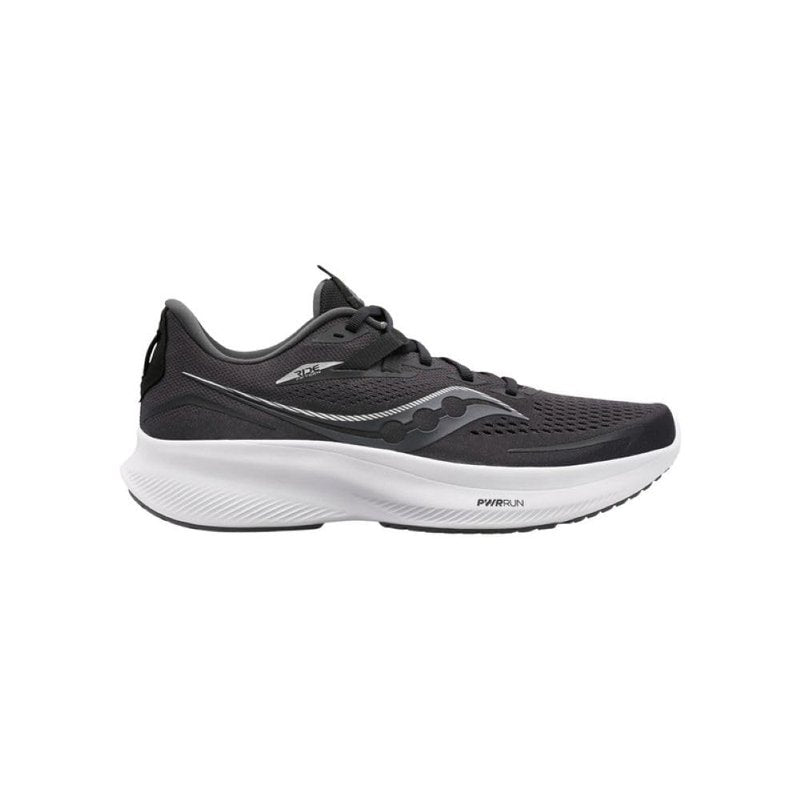 Saucony Men's Ride 15 Sneaker, Black/White, 10