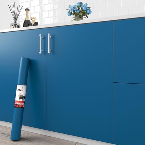 Decotalk Blue Contact Paper for Countertops Waterproof Navy Blue Contact Paper Peel and Stick Wallpaper for Cabinets Decorative Wallpaper Self Adhesive Solid Blue Vinyl Wrap Removable Matte 12" x120