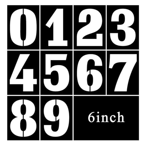 6 Inch Number Stencils Set, 0-9 Plastic Address Number Stencils Reusable Cake Digital Templates for Painting on Wall,Wood,Rock,Mailbox and DIY Art Projects