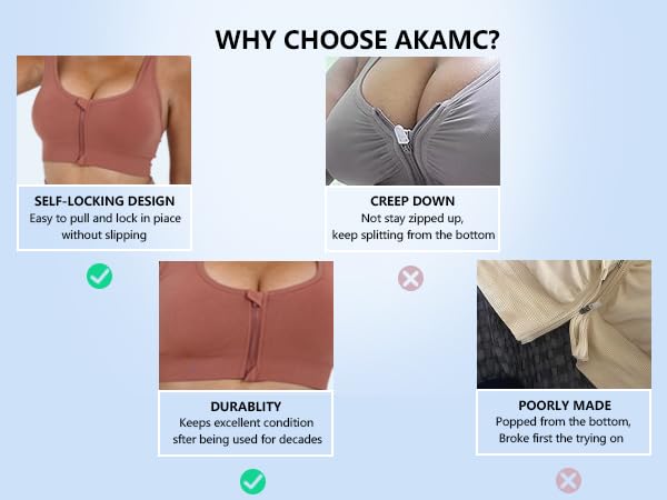 AKAMC Women's Zip Front Sport Bras,Adjustable Straps Padded Criss Cross Cropped Bras for Yoga Workout Fitness,X-Large