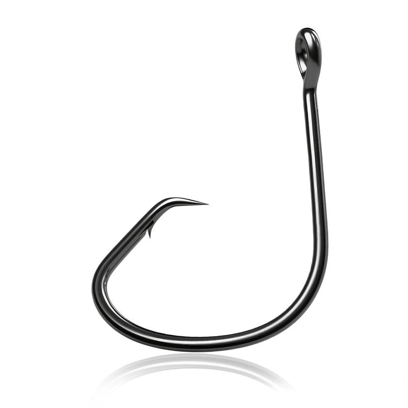 Natufish Fishing Circle Hooks 50Pcs Offset Fish Hook Saltwater,Barbed Live Bait Hooks Black Nickel/Wide Gap for Catfish Striped Bass 4/0