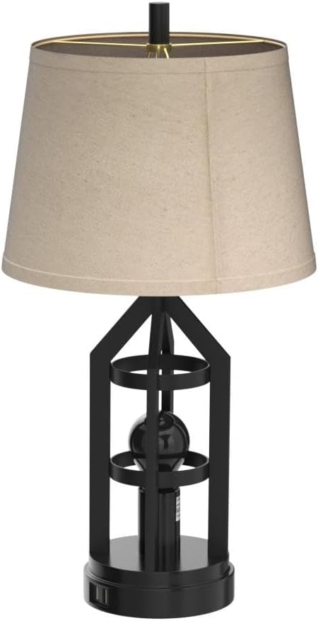 Farmhouse Table Lamps for Living Room Set of 2, 3-Way Dimmable Touch Control Bedside Lamps with 2 USB Charging Ports, Bedroom Reading Lamps for Nightstand, Rustic Home Decor, 4 LED Bulbs Included