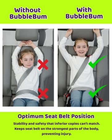 BubbleBum Inflatable Booster Car Seat – Foldable, Lightweight, Backless Travel Booster Seat for Kids, Portable Carseat for Toddler, Fits 3 Across, Compact for Uber - Ages 4-11 Year Old, - Black