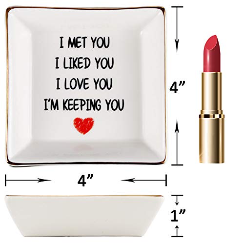 AREOK Best Gifts for Wife Gifts from Husband, Valentines Day Gift for Wife Her - Happy Anniversary Birthday Presents for Girlfriend Romantic, Ceramic Ring Dish, Jewelry Tray, Trinket Dish, I Love You