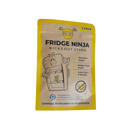 Fridge Ninja Compact Fridge Deodorizer (2 Pack) - More Effective Than Baking Soda - Compact Size Refrigerator Deodorizer Made of Activated Carbon