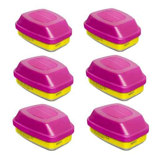 3 Pair 60923 Respirator Cartridges, Respirator Filter Against Organic Vapors, Acid Gases, Particulates Used with 6000, 7000 Series Respirators (3 Pair Filter)