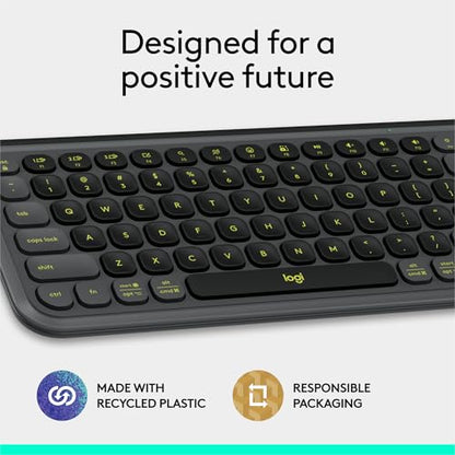 Logitech POP ICON Keys Wireless Bluetooth Keyboard, Comfortable Typing, Programmable Keys, Easy-Switch Between up to 3 Devices, for Laptop, Tablet, PC – Rose and Off-White
