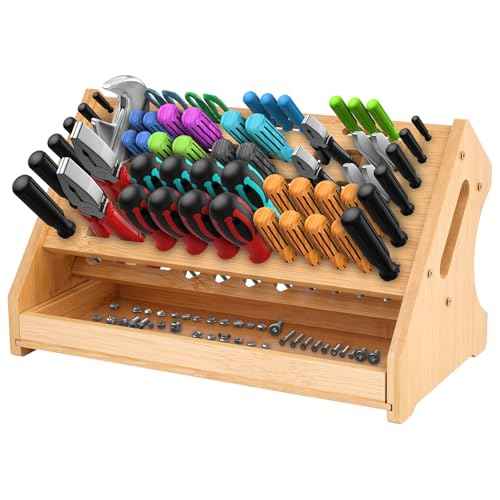 FPVERA Bamboo Screwdriver Organizer - Repair Tool Storage Holder Tool Storage Organizer Workbench Desktop Rack