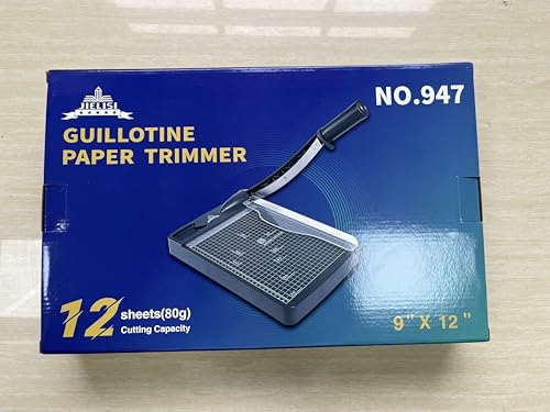 JIELISI Guillotine Paper Cutter Cutting Performance up to 12 Sheets,12 Inch Cut Length Heavy Duty Guillotine Paper Trimmer with Safety Guard and Blade Lock（Dark Gray）