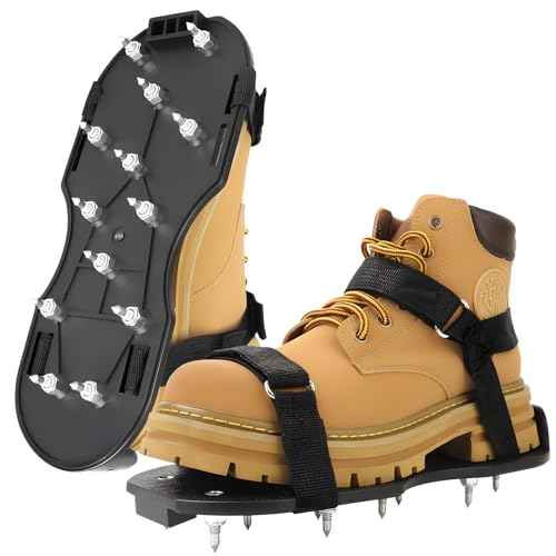 Epoxy Floor Spiked Shoes Fully Assembled Gunite Spiked Shoes with 3/4" Short Spikes for Garage Floor Epoxy, Overlays, Cover Installation, 1 Pair (Black, Large Size)
