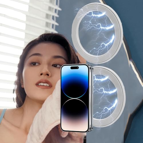 1pcs Magnetic Wall Mobile Phone Holder Stand for Wireless Charging Car Cellphone Stand Magnet Stands,Diameter58mm thick3.8mm (Black) (White)