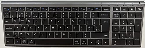 iClever Wireless Keyboard, Bluetooth Keyboard Stable Connection to Multi Devices Rechargeable Slim for Mac, iPad, Android, Windows, QWERTY UK Layout -Black