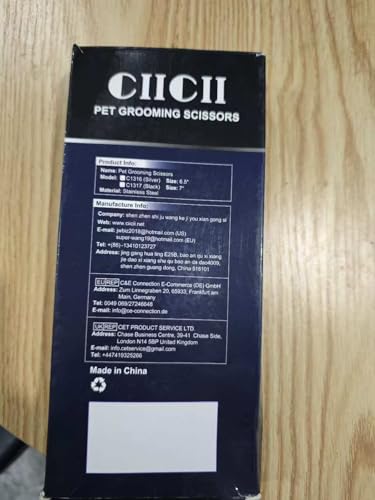 CIICII Dog Grooming Scissors Kit, 7.8 Inch Professional Pet Grooming Scissors Set (Dog/Cat Hair Thinning Trimming Cutting Shears) with Curved Scissor for DIY Home Salon (Heavy Duty-Black-9Pcs)