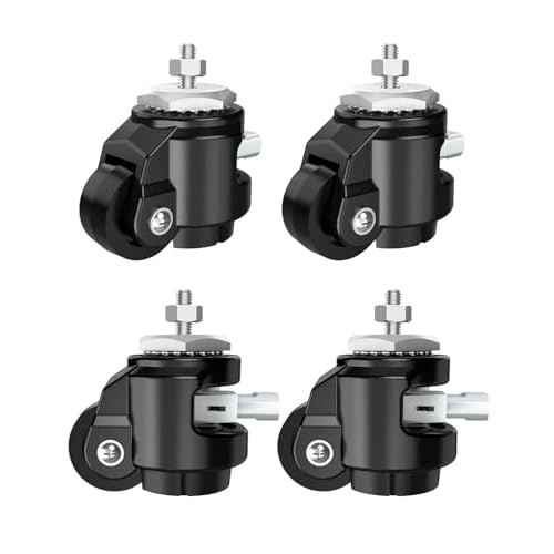 Leveling Stem Casters, Heavy Duty with Upgraded Handle Design, 360 Degree Swivel Caster Wheels, Adjustable Casters with Feet for Workbench 2200 LBS Capacity