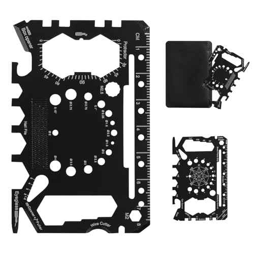 52 in 1 Slim Minimalist Survival Card Wallet Tool Card, Credit Card Size Multitool, Wallet Engineering Ruler Scale, Multitool Card Pocket Tool(Bottle Opener, Screwdrivers, Phone Stand & More), 1 Pcs