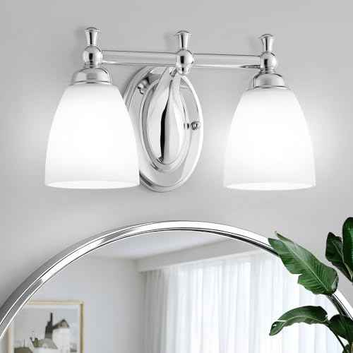 Bathroom Vanity Lights Over Mirror, 2 Light Bath Vanity Light Modern Chrome Bathroom Lighting Vanity Light Vintage Style for Living Room Cabinet Bedroom Restroom