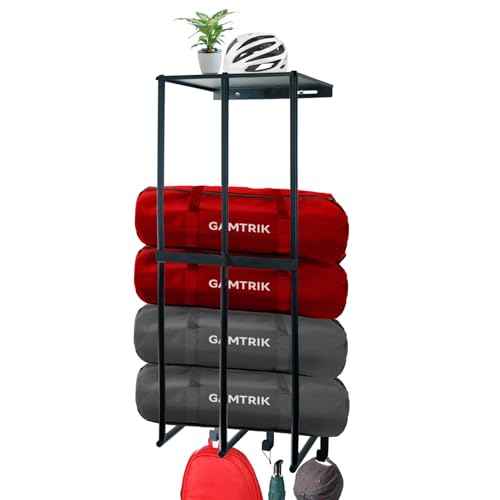 Camping Chairs Storage for Garage - Metal Camping Chair Wall Holder for Garage Organization, Camping Chair Storage Racks with 3 Hooks, Beach Chair Umbrella Wall Storage Rack