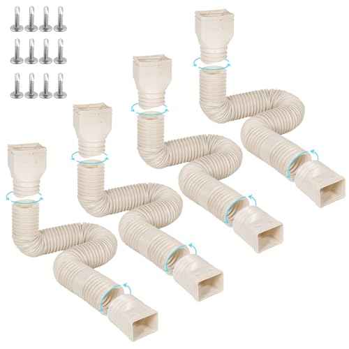 Rain Gutter Downspout Extensions Flexible, Drain Downspout Extender,Down Spout Drain Extender, Gutter Connector Rainwater Drainage,Extendable from 21 to 68 Inches(4 Pack, Limestone)