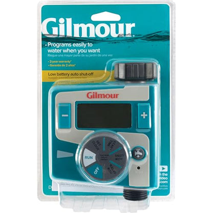 Gilmour Single Outlet Electronic Water Timer for Garden Hose, Irrigation Timer for Sprinklers and Drip Lines, Blue