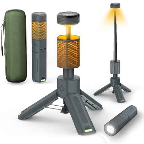 Telescopic Camping Light - 10500mAh Rechargeable Camping Lantern with Storage Bag, Dimmable Magnetic Tent Lamp, Waterproof Camp Light Outdoor Work Emergency Lights for Home Power Outage, Hiking -Gray