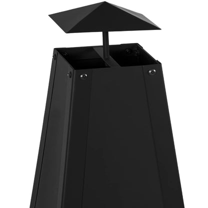 GARDEBRUK® Pyramid Fire Pit | Smoke Outlet | Garden Patio Heater with Lockable Door | Firm Stand | Wood Charcoal Fire Basket Chimenea with Poker | 102cm / 40' | 5kg | Black