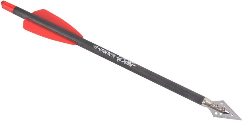 NIKA Archery 7.5" Carbon Crossbow Bolts - 2" Red Vanes & 100 Grain Tips | 6 or 12 Pack for Hunting