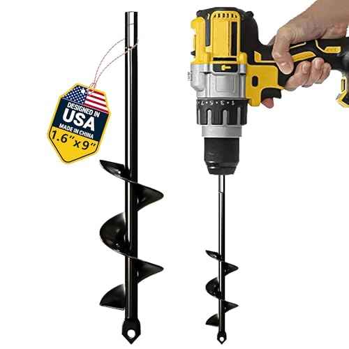 K-Brands Auger Drill Bit for Planting ? 1.6 x 9 Inch - Spiral Hole Planter for Bulbs, Bedding Plants, and Umbrella Holes - 3/8 Inch Hex Drive