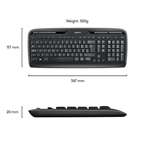 Logitech MK330 Wireless Keyboard and Mouse Combo for Windows, 2.4 GHz Wireless with USB-Receiver, Portable Mouse, Multimedia Keys, Long Battery Life, PC/Laptop, QWERTY UK Layout - Black