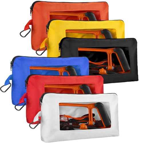 Aliceset 6 Pcs Small Tool Pouch 1680D Oxford Zipper Bags with Clear Window Multipurpose Zipper Pouch Heavy Duty Waterproof Utility Bag for Tool Organization and Storage (Multicolor)