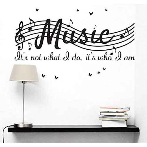 It's Not What I Do It's Who I Am Music Home Vinyl Wall Decals Quotes Sayings Words Arts Decors Lettering Vinyl Wall Stickers, 38"w X 15"h, Black
