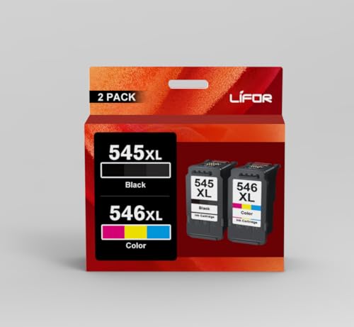 LIFOR Replacement for Canon Ink Cartridges 545XL 546XL PG-545XL CL-546XL for Pixma TS3355 TS3350 TS3150 MG3050 MG2550S MG2950 TR4550 TR4551 TR4650 MX495 (1 Black 1 Colour) Packing May Vary