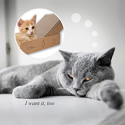 4 Packs in 1 Cat Scratch Pad with Box, Cat Scratcher Cardboard,Reversible,Durable Recyclable Cardboard, Suitable for Cats to Rest, Grind Claws and Play with Scratch Box