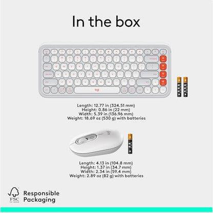 Logitech POP ICON Keys Wireless Bluetooth Keyboard, Comfortable Typing, Programmable Keys, Easy-Switch Between up to 3 Devices, for Laptop, Tablet, PC – Rose and Off-White