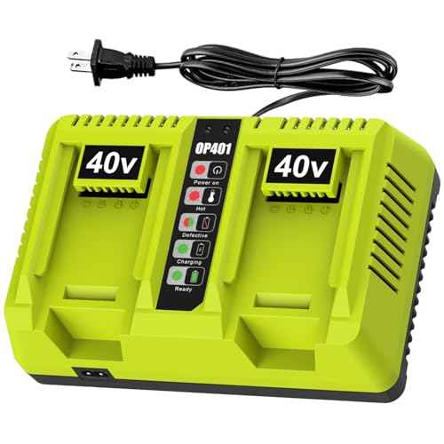 Dual Port OP401 Fast Charger Compatible with Ryobi 40V Battery OP4015 OP4026 OP4050 OP4060 Replacement Ryobi Charger 40V