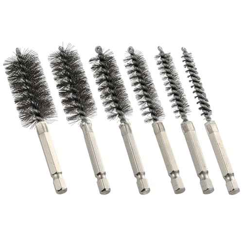 MAXAMN Wire Brush for Drill 6 Pcs, Bore Brush Set 6 Size, Drill Brush, Wire Brushes for Cleaning, Drill Brush Attachments with 1/4" Hex Shank and Twisted Stainless Steel Bristles for Power Drill