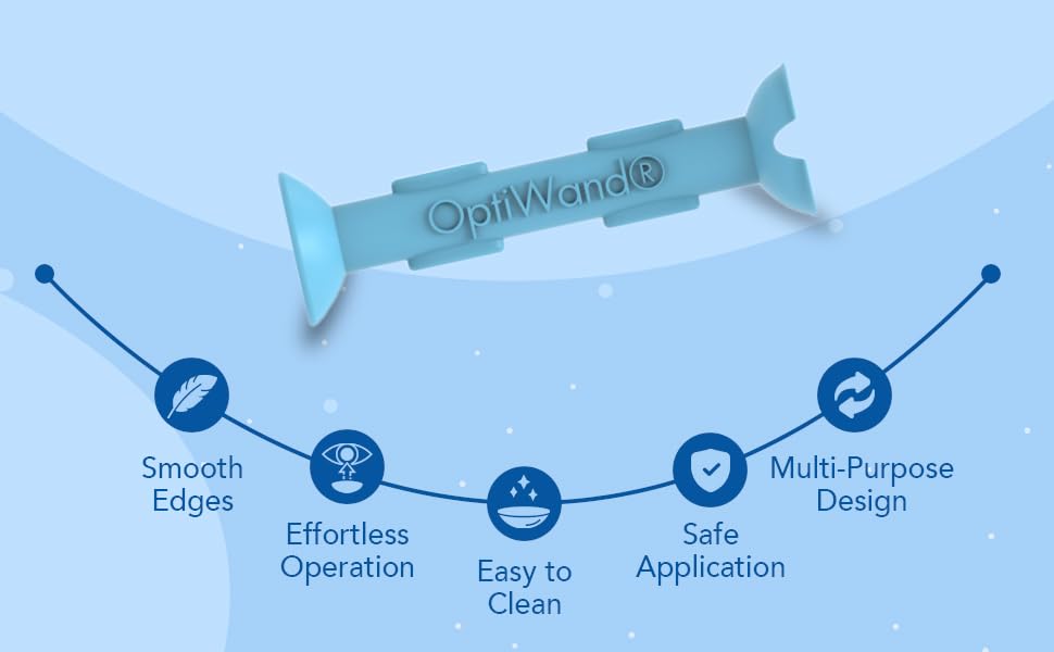 OptiWand 2 Pack - Small Portable Soft Contact Lens Removal & Insertion Tools - Silicone Rubber Eye Lens Inserter & Remover Device with Pincher End & Finger Grips Safe & Easy to Use, Travel Size 1.75"